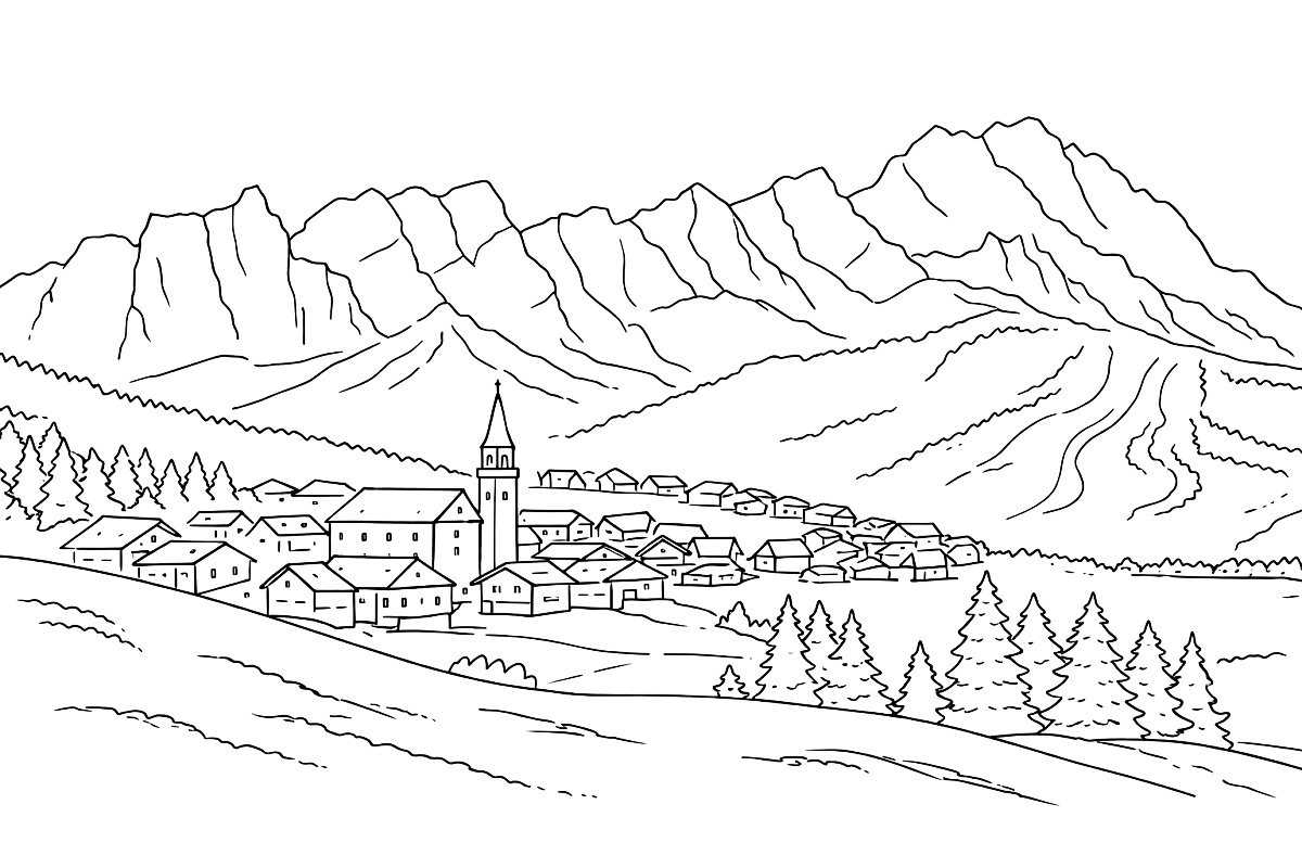 Cortina d'ampezzo - kolorowanka do druku