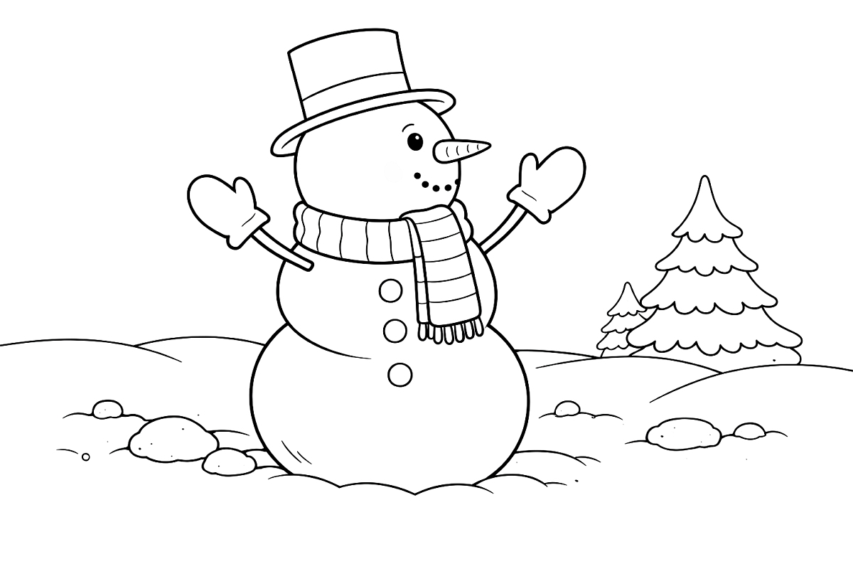 Bałwan - kolorowanka do druku