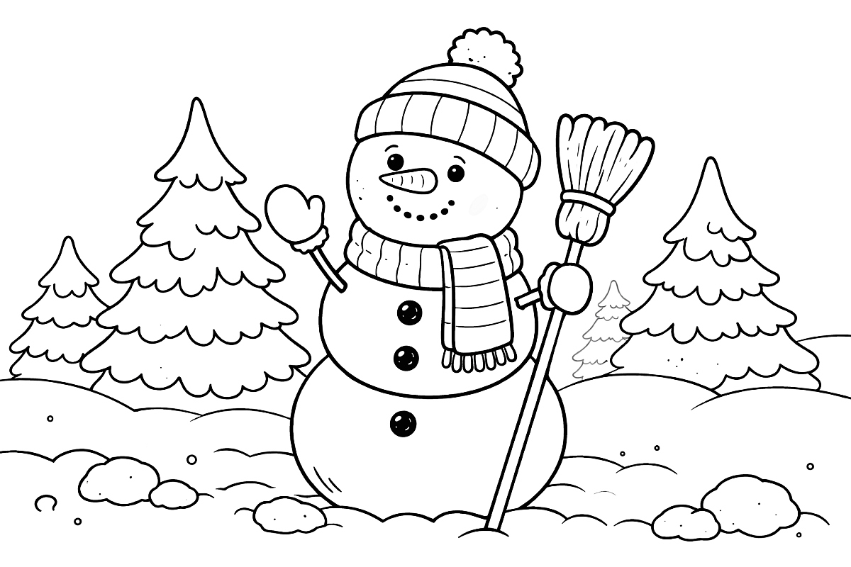 Bałwanek - kolorowanka do druku