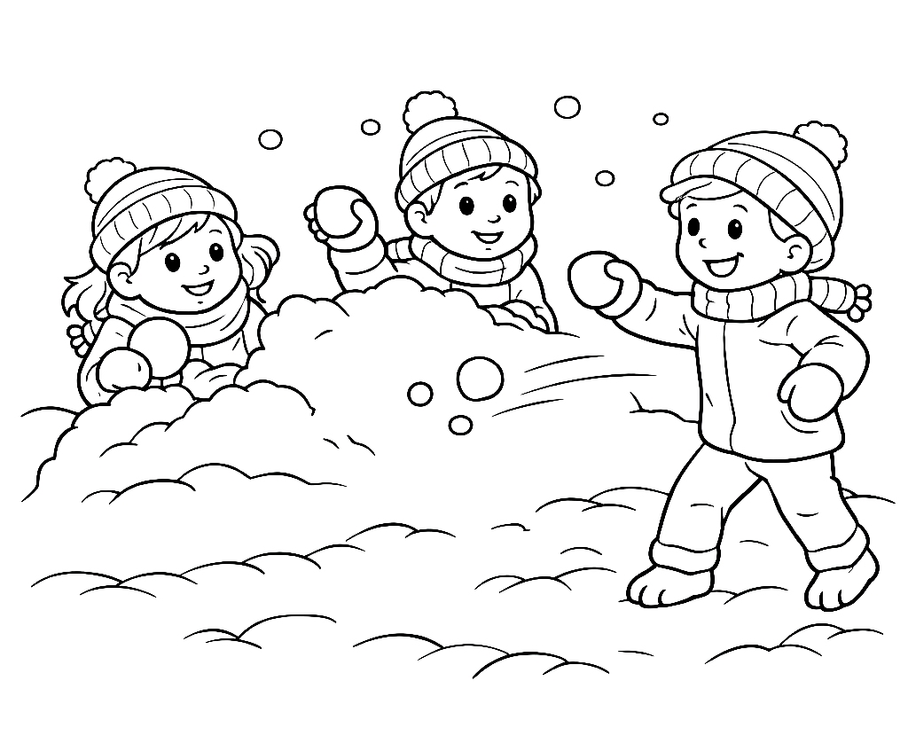 Bitwa na śnieżki kolorowanka do druku