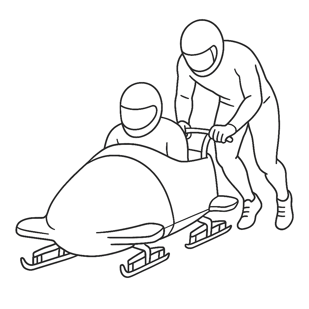 Bobsleje - kolorowanka do druku
