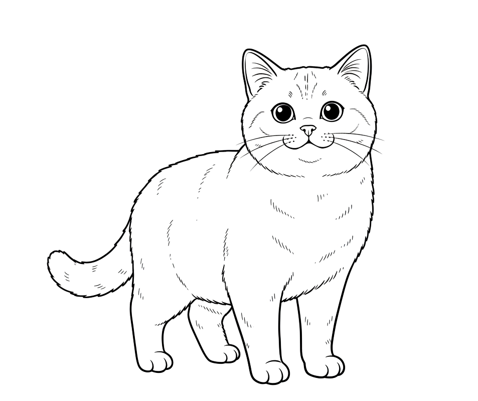 Brytyjski kot  krótkowłosy - kolorowanka kota do druku