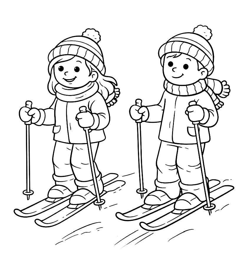 Narty kolorowanka do druku
