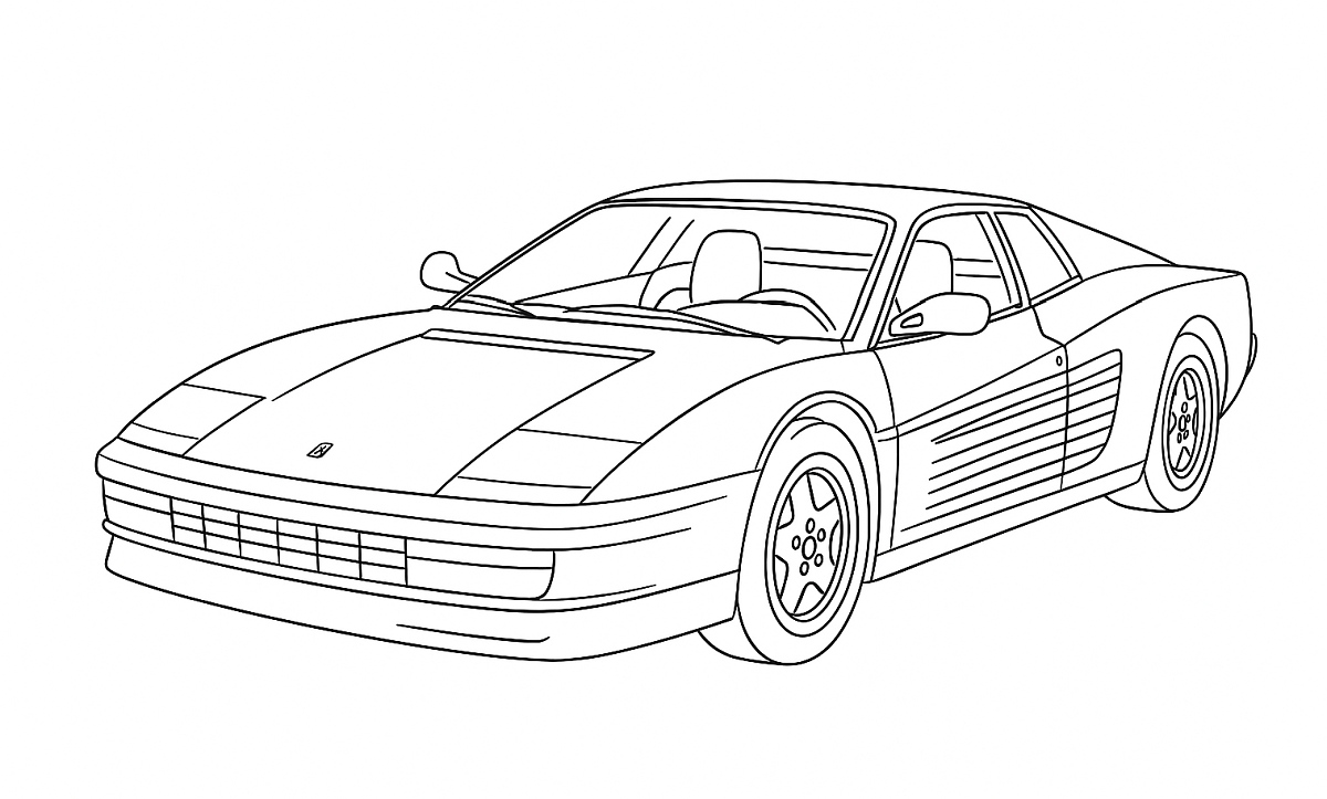 Ferrari Testarossa - kolorowanka do druku