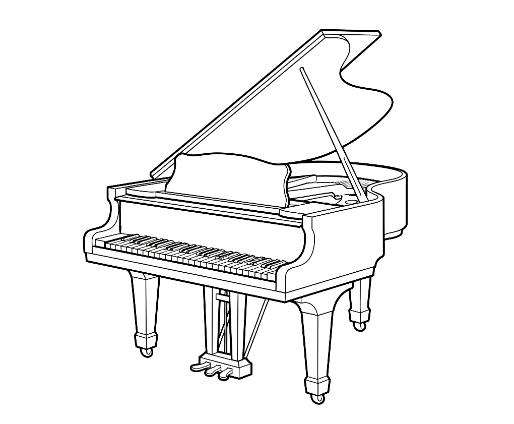 Fortepian - kolorowanka do druku