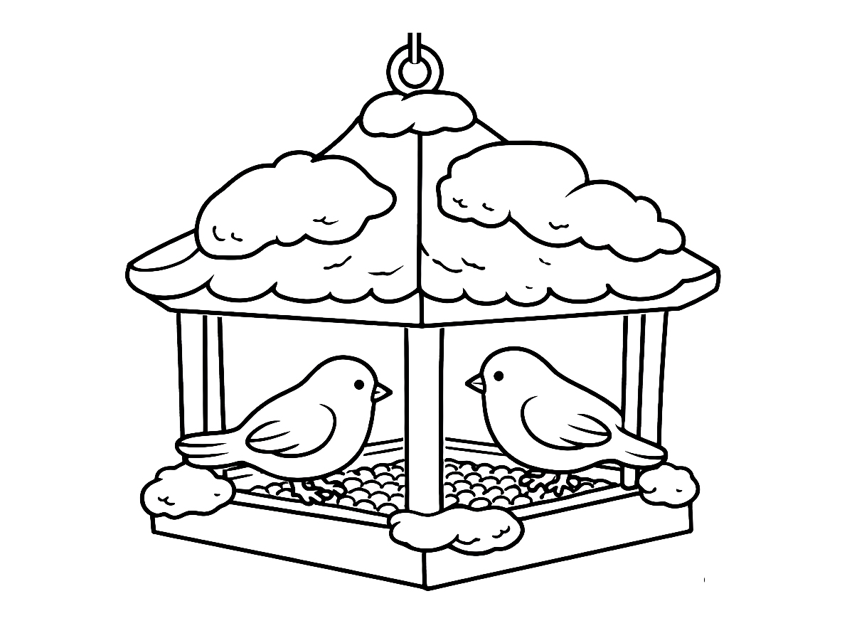 Karmnik dla ptaków kolorowanka do druku