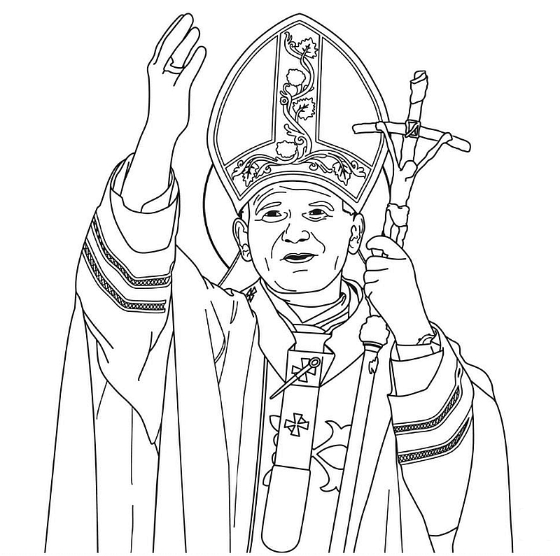 Święty Jan Paweł II - kolorowanka do druku