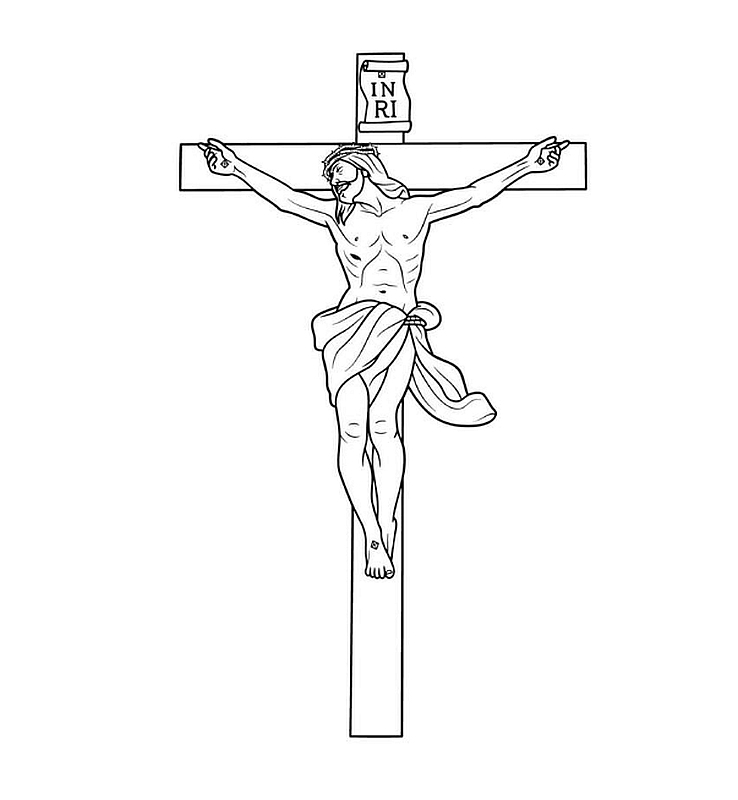 Jezus na krzyżu - kolorowanka do druku
