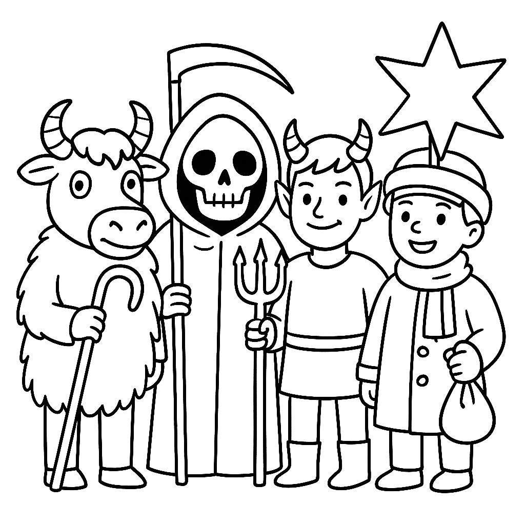 Kolędnicy - kolorowanka do druku