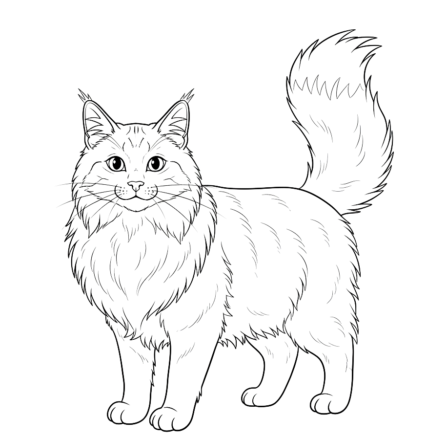 Kot norweski leśny - kolorowanka kota do druku
