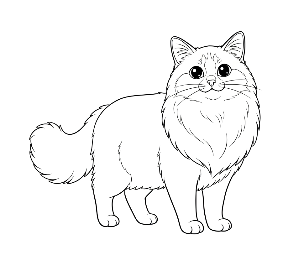 Kot ragdoll - kolorowanka kota do druku