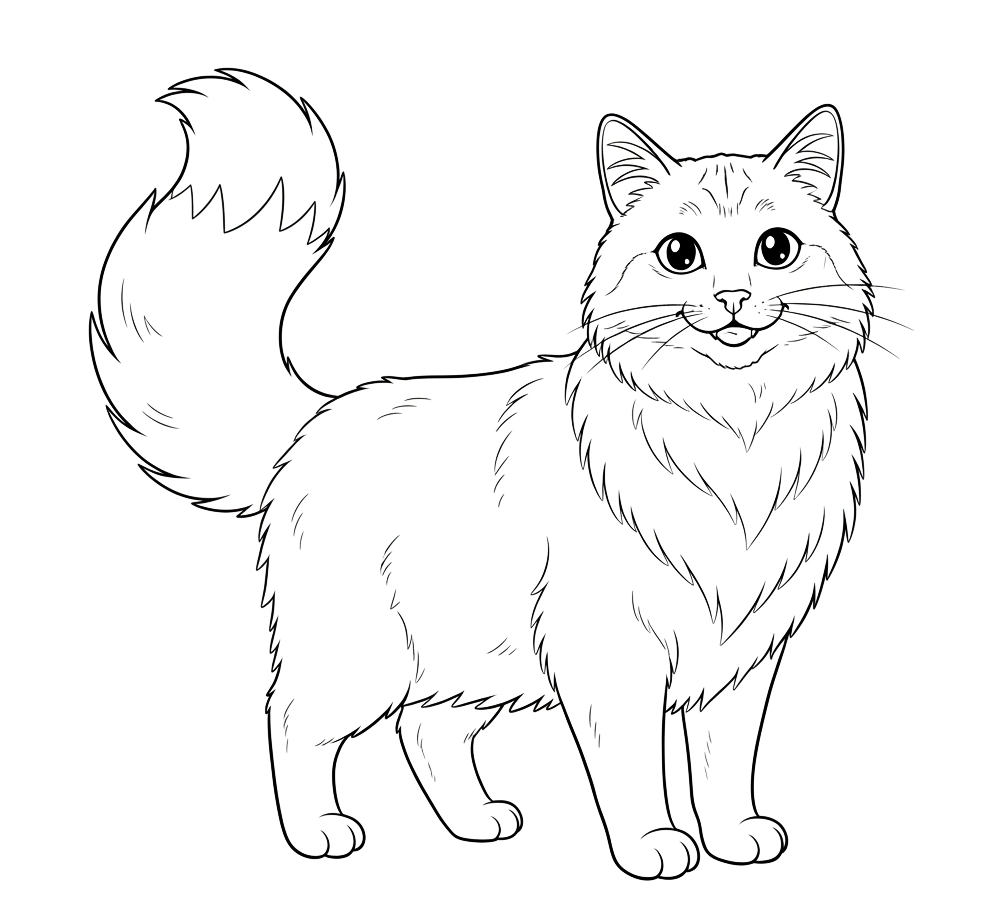 Kot syberyjski - kolorowanka kota do druku
