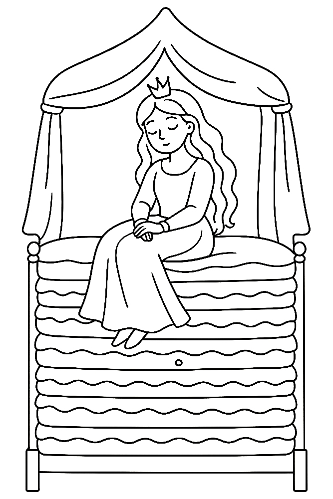 Księżniczka na ziarnku grochu - kolorowanka do druku