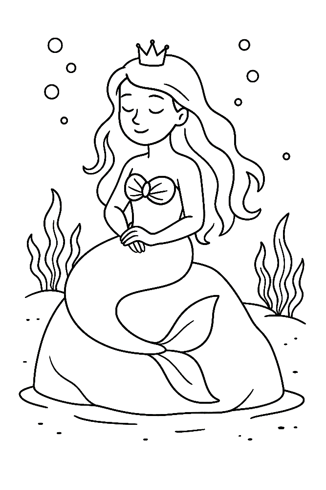 Księżniczka syrenka - kolorowanka do druku