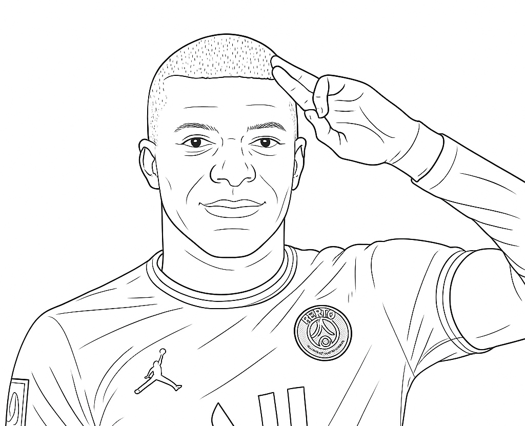 Kylian Mbappe - kolorowanka do druku