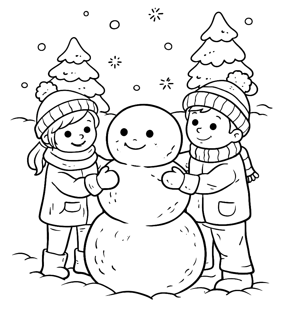 Lepienie bałwana kolorowanka do druku