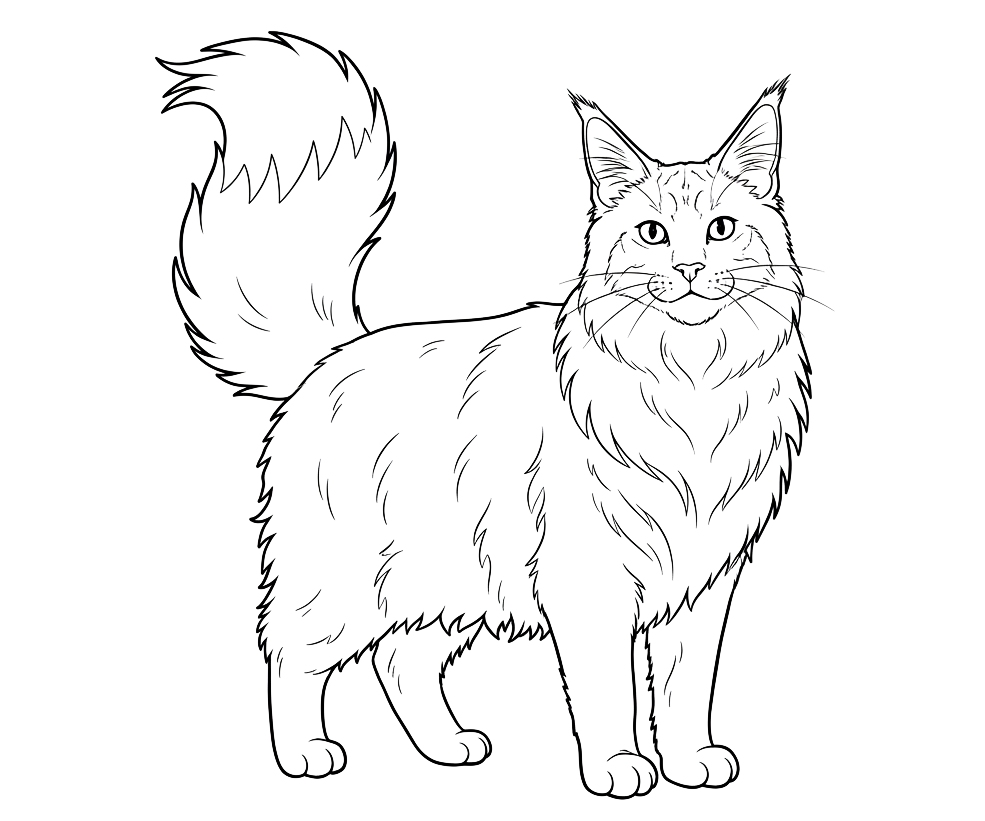 Maine coon - kolorowanka kota do druku