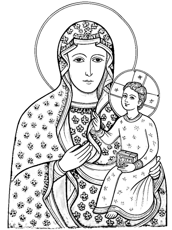 Matka Boska Częstochowska - kolorowanka do druku