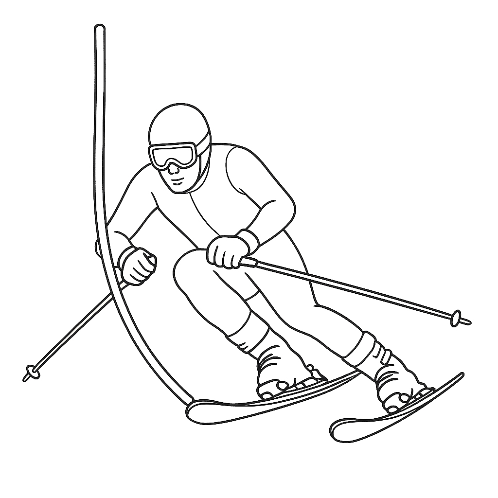 Narciarstwo alpejskie - kolorowanka do druku