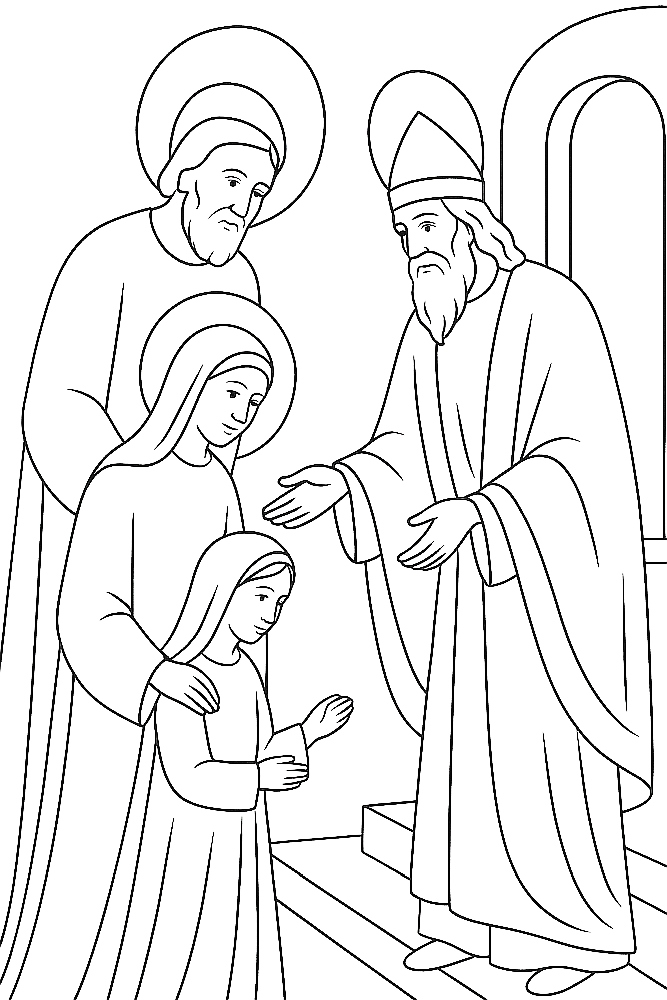 Ofiarowanie Najświętszej Maryi Panny - kolorowanka do druku