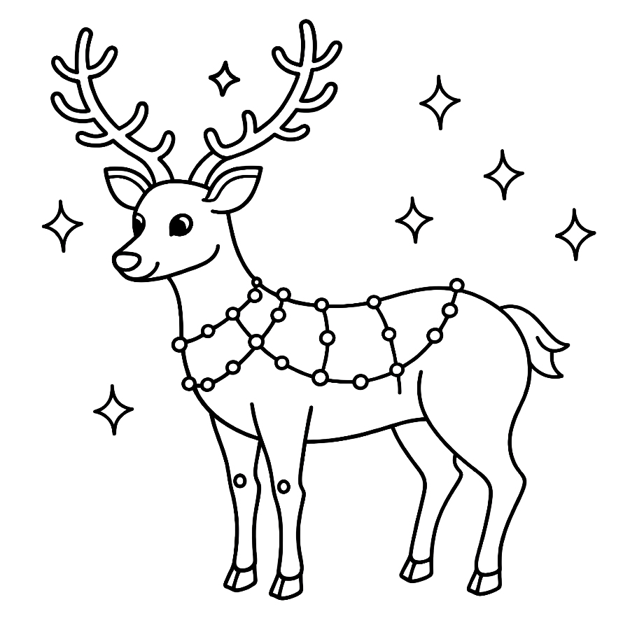 Renifer - kolorowanka do druku