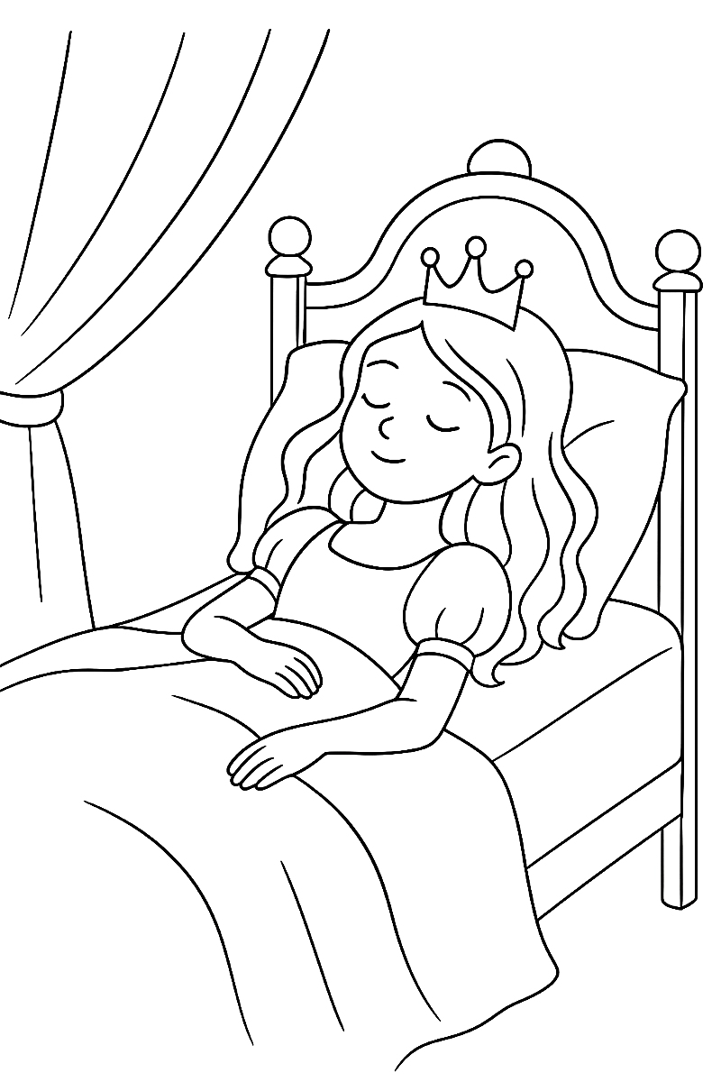 Śpiąca Królewna - kolorowanka do druku