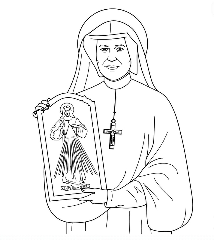 Święta Faustyna - kolorowanka do druku