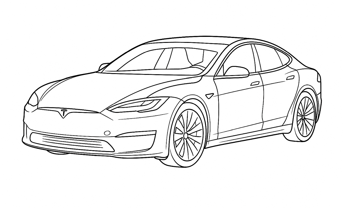 Tesla Model S - kolorowanka do druku