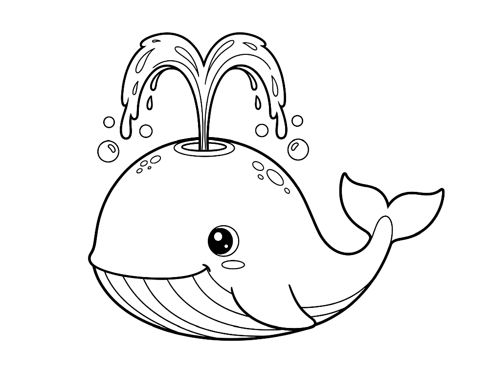 Wieloryb - kolorowanka do druku