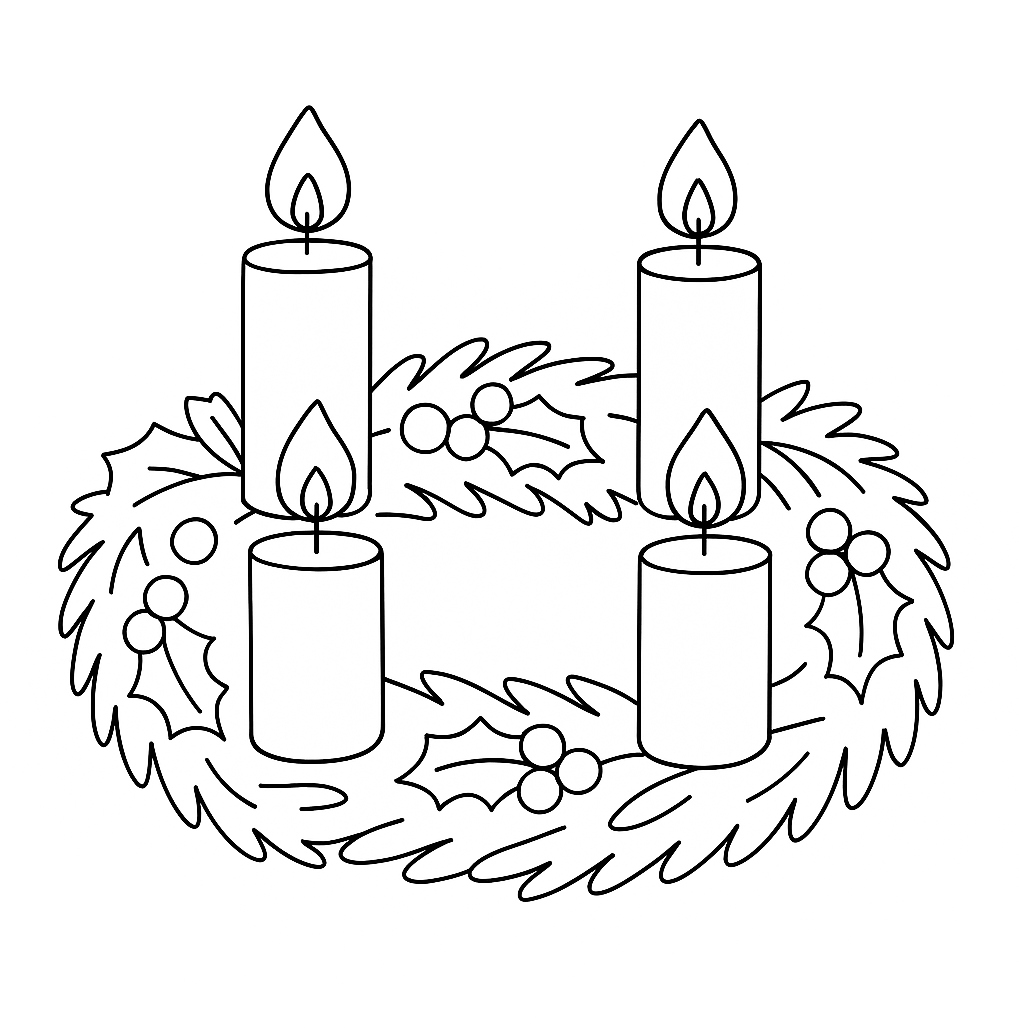 Wieniec adwentowy - kolorowanka do druku