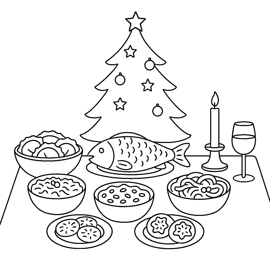 Wigilia - kolorowanka do druku