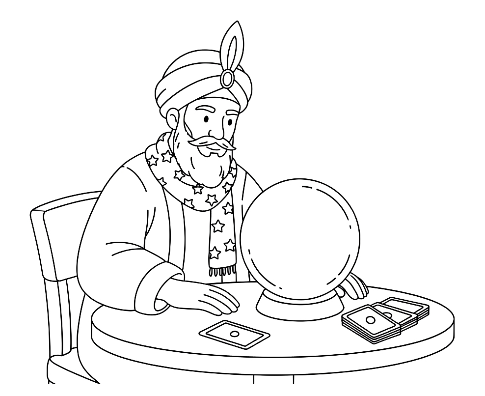 Wróżbita - kolorowanka do druku