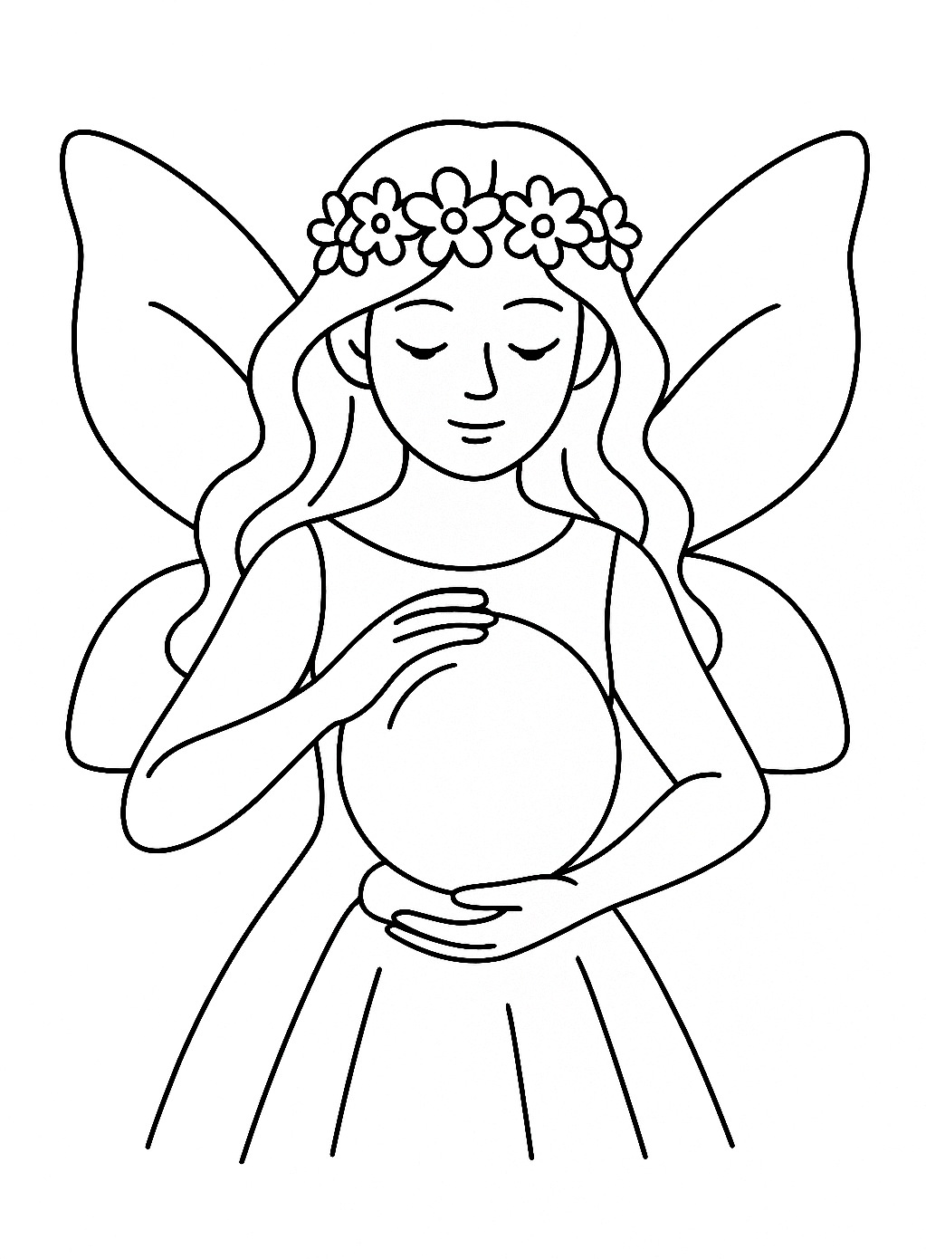 Wróżka z kulą - kolorowanka do druku