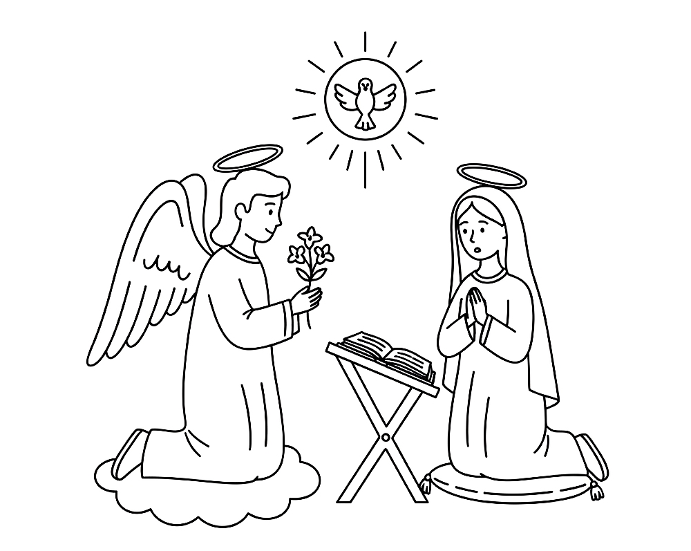 Zwiastowanie Maryi - kolorowanka do druku