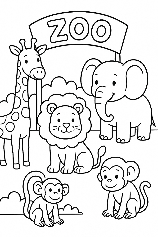 Zoo zwierzęta - kolorowanka do druku